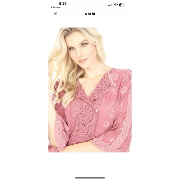 Johnny Was Violet Pine Cruise Eyelet Embroidered Jacket Boho Zodiac Lace Small - Picture 5 of 16